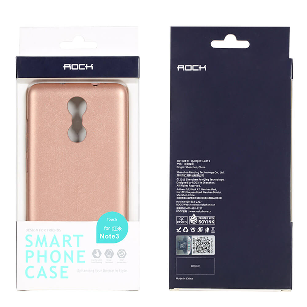 ROCK Touch Series Back Case For Xiaomi Redmi Note 3 Skin-like Hand Feeling Protective Shell Phone Cover - Rose Gold