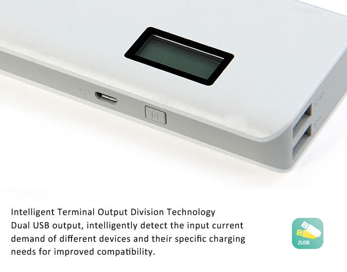 [Wholesale UPS Free Shipping] 50 pcs Original ROMOSS Sense4 Plus Dual USB 10400mAh Power Bank Mobile Power Charger with Digital Display - White