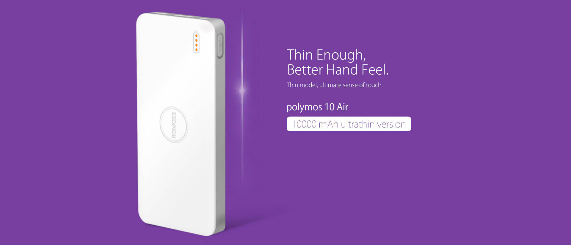 Original ROMOSS Polymos 10 Air 10000mAh Dual USB Li-polymer Power Bank Mobile Power Charger - White