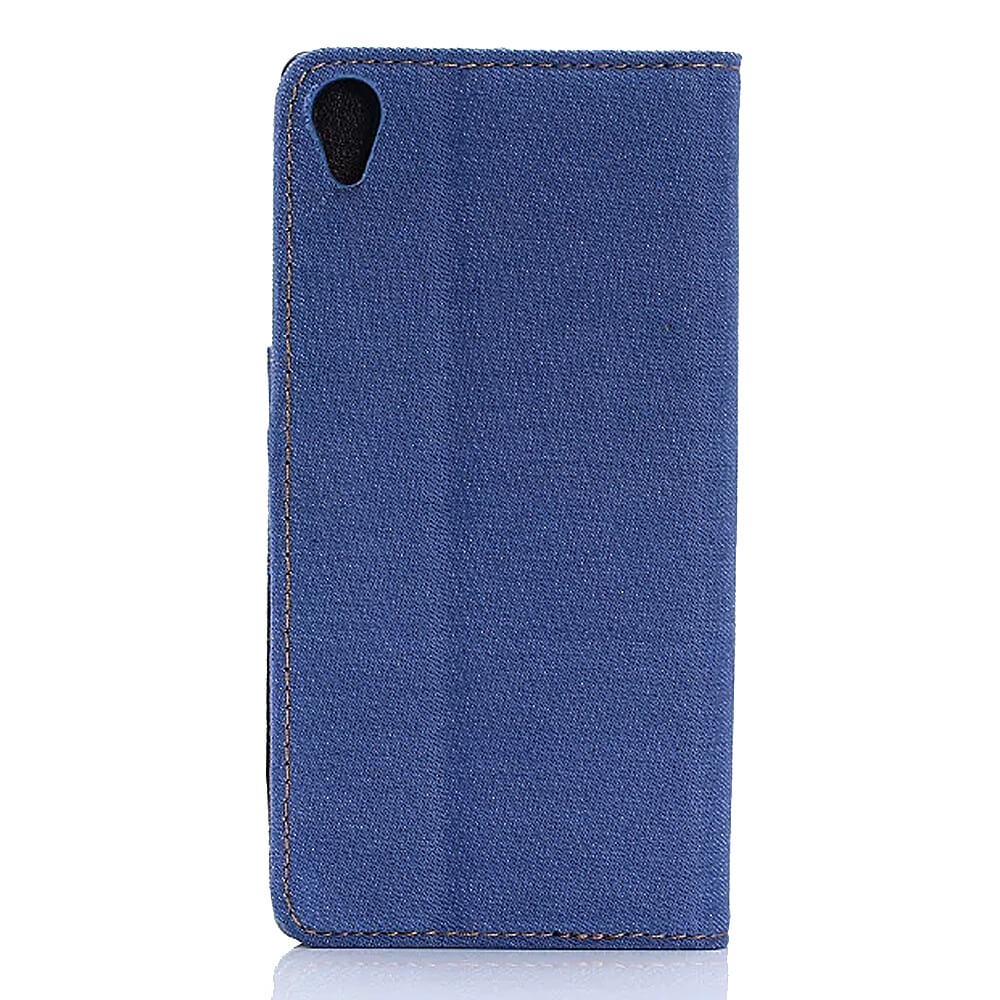 Leather Case For Sony Xperia X Flip Cover Embossed Standing Protective Phone Case With Pocket And Bracket - Light blue