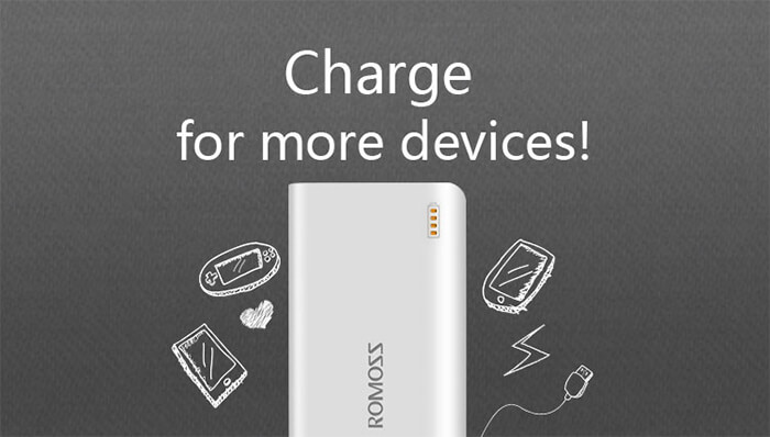 Original ROMOSS Sense 6 20000mAh Dual USB External Battery Pack Power Bank - White
