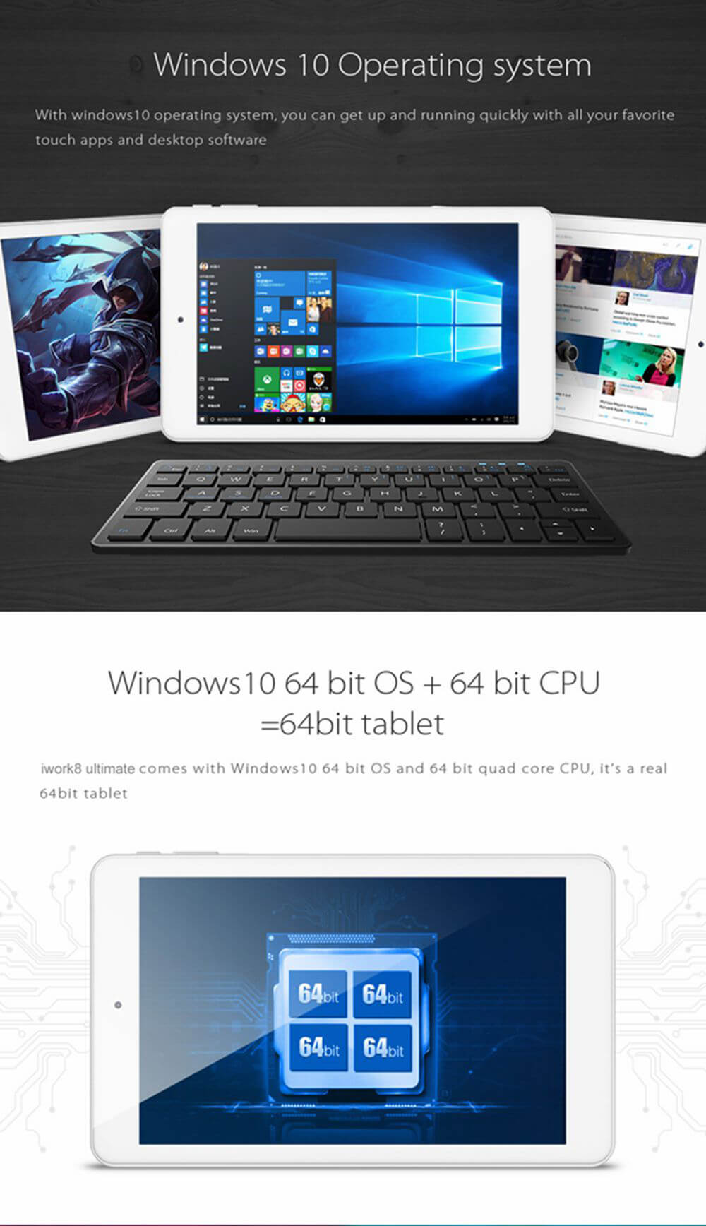 [Spain Stock] Cube iWork8 Ultimate Dual OS Windows10 + Android5.1 8 inch 2GB/32GB Tablet PC Intel Cherry Trail Z8300 Quad Core 1.84GHz IPS 1280*800 HDMI - White