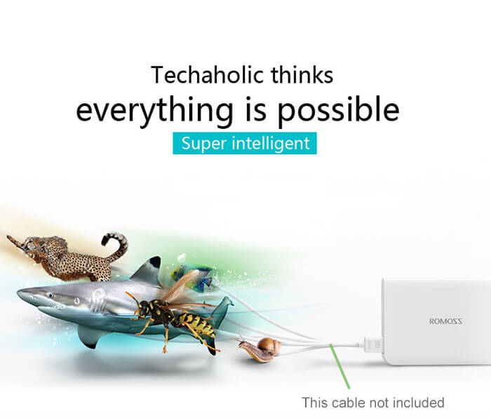 Original ROMOSS Sense 6 20000mAh Dual USB External Battery Pack Power Bank - White