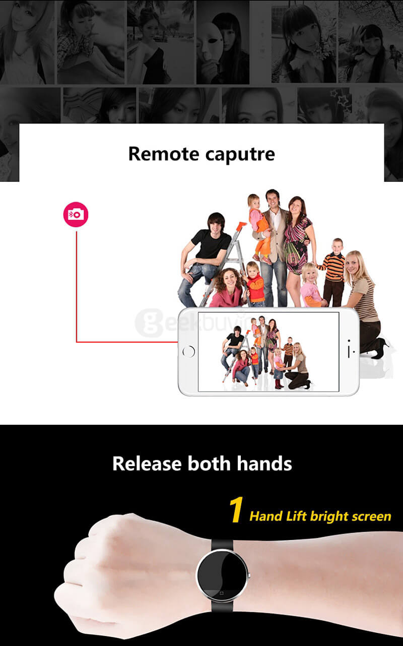 Haier G6 Bluetooth 4.0 Smart Watch MTK2502C Heart Rate Monitor Fitness Tracker Remote Camera 1.22