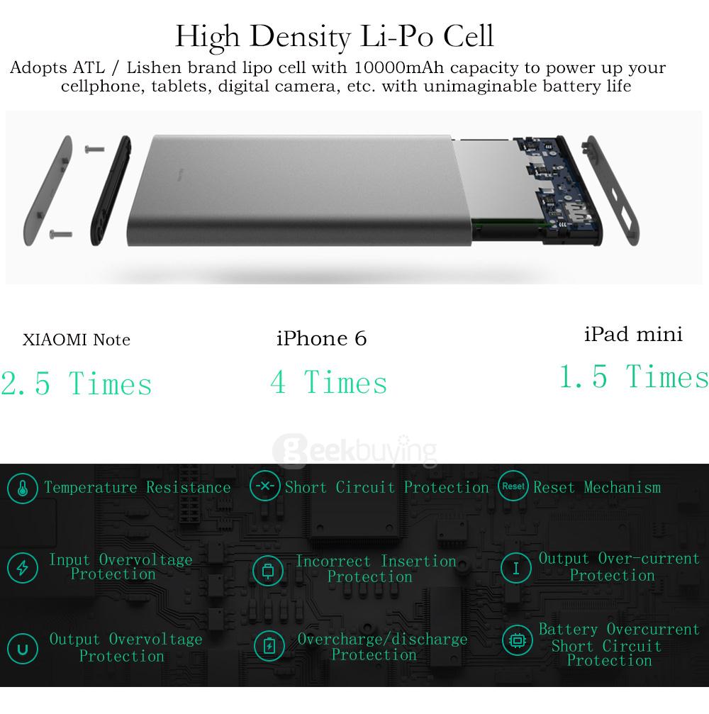 Original Xiaomi Mi Pro 10000mAh Type-C USB Power Bank - Gray