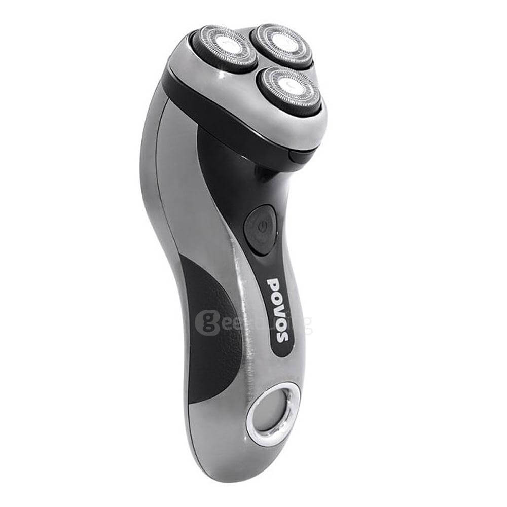 POVOS PQ8508 Washable Rotary Electric Men's Shaver Razor with Pop-up Trimmer - Black + Gray