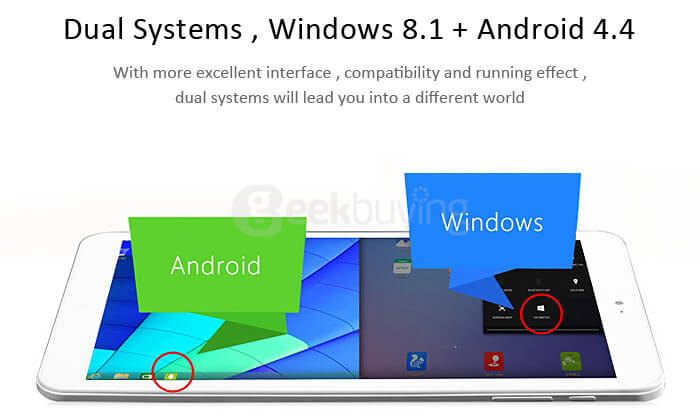 ONDA V891W Dual OS Windows8.1 + Android4.4 2GB/32GB 8.9 inch Tablet PC Intel Z3735F Quad Core 1.83Ghz IPS 1920*1200 - White