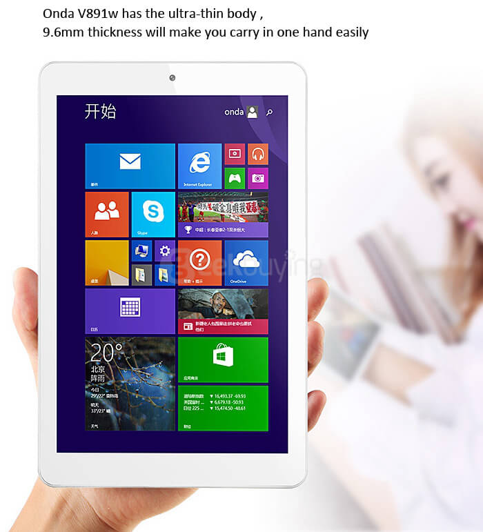 ONDA V891W Dual OS Windows8.1 + Android4.4 2GB/32GB 8.9 inch Tablet PC Intel Z3735F Quad Core 1.83Ghz IPS 1920*1200 - White