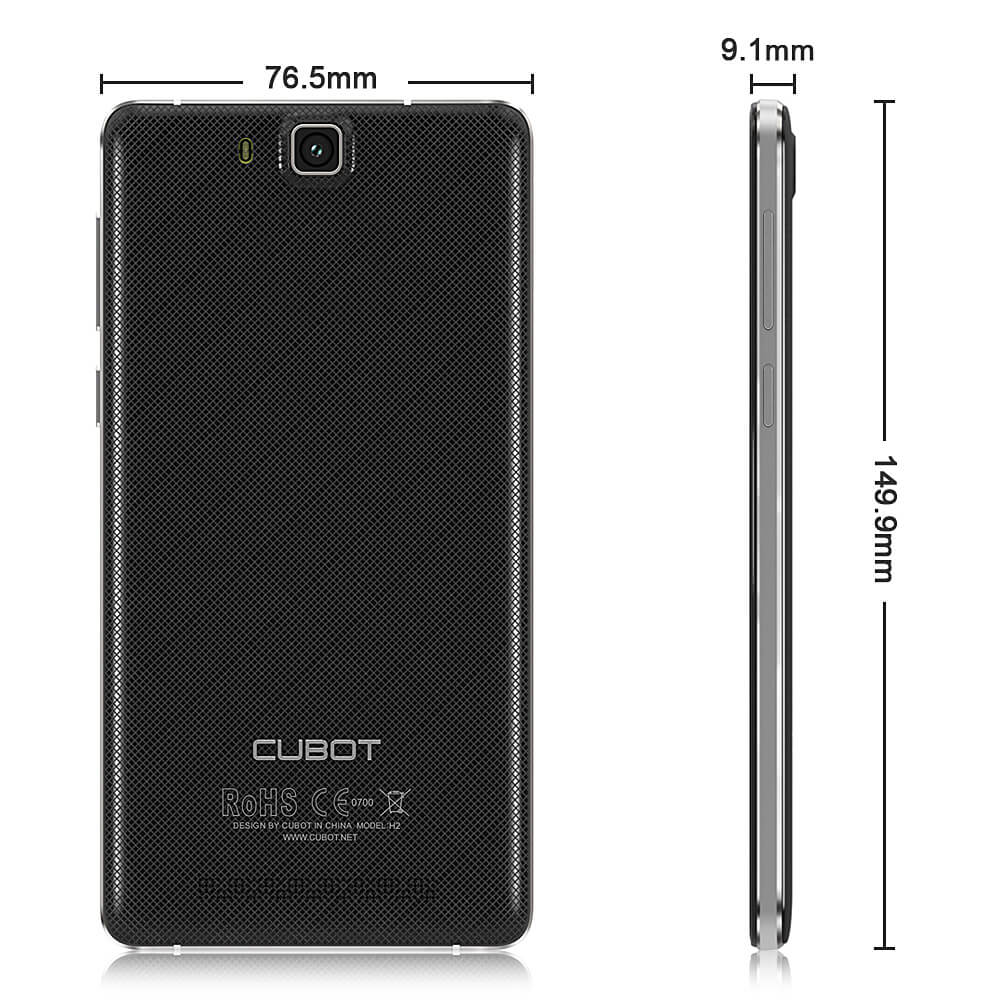 [HK Stock]CUBOT H2 Smartphone 5.5inch IPS HD 4G FDD-LTE Android 5.1 3GB 16GB MTK6735A Quad Core 5000mAh Battery - Black