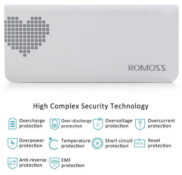 Original ROMOSS Sense4 Dual USB 10400mAh Power Bank Mobile Power Charger - Red+White