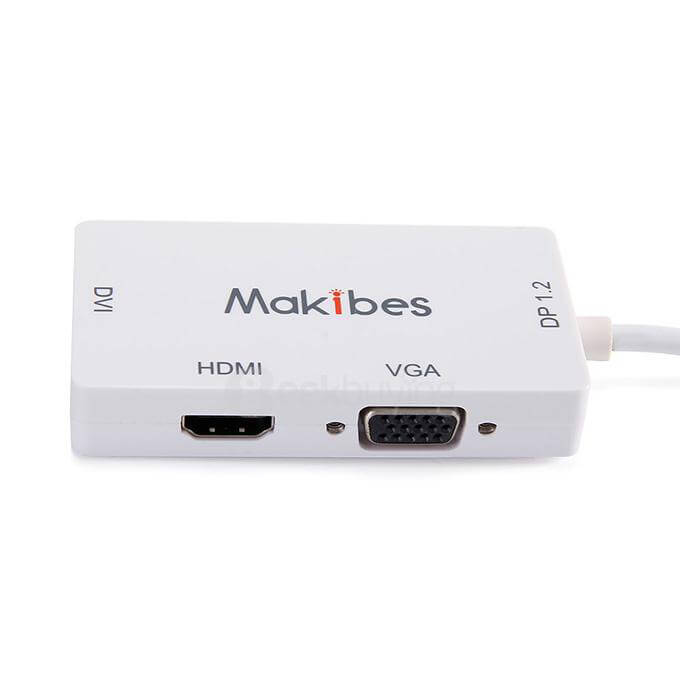 [HK Stock] Makibes MDP12-DHV Multi-function Mini DP To DVI/HDMI/VGA Adapter - White