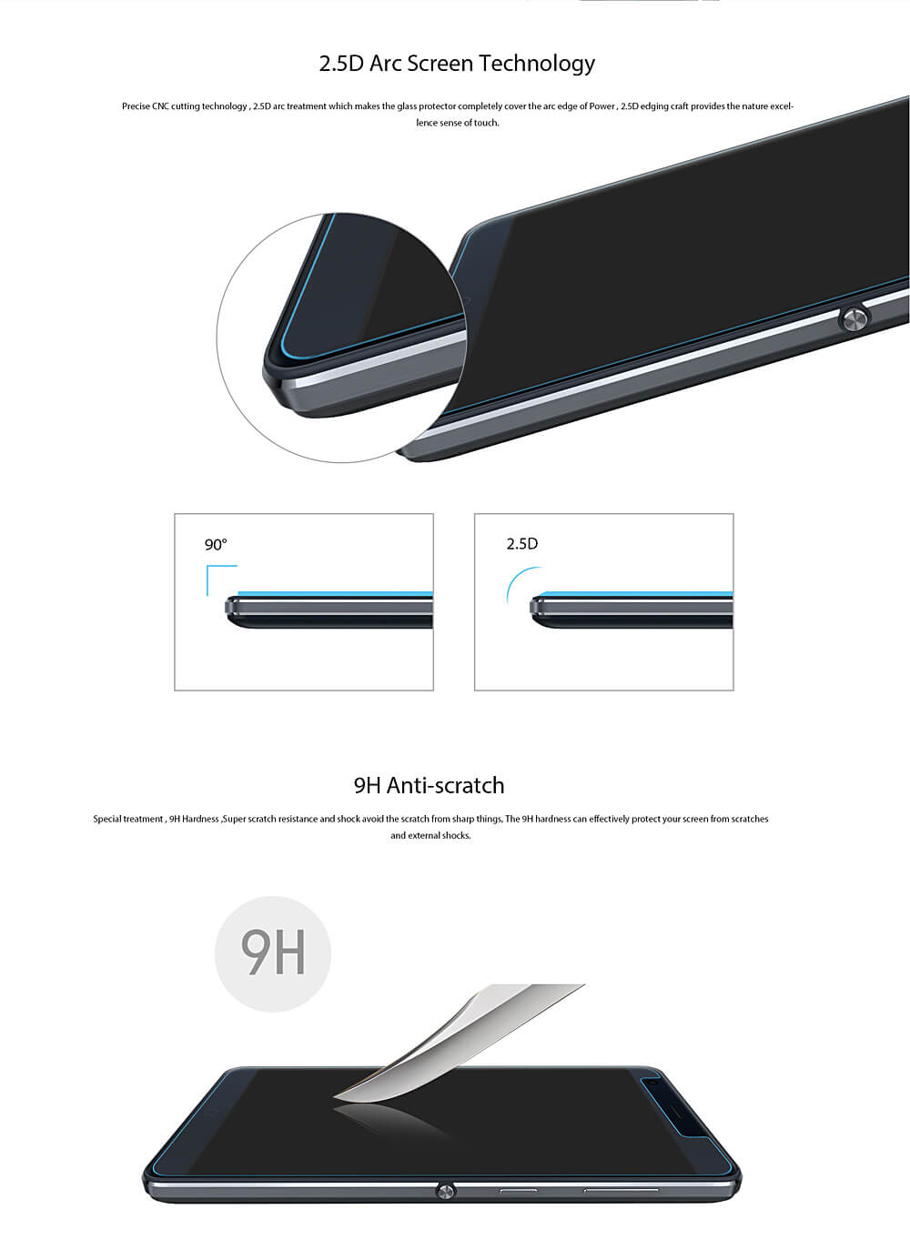 Anti Blue Ray Toughened Tempered Glass Screen Protector For Ulefone Power Film Cover Arc Edge