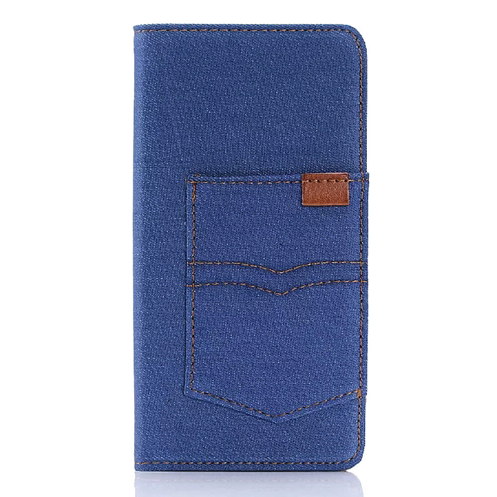 Leather Case For Sony Xperia X Flip Cover Embossed Standing Protective Phone Case With Pocket And Bracket - Light blue