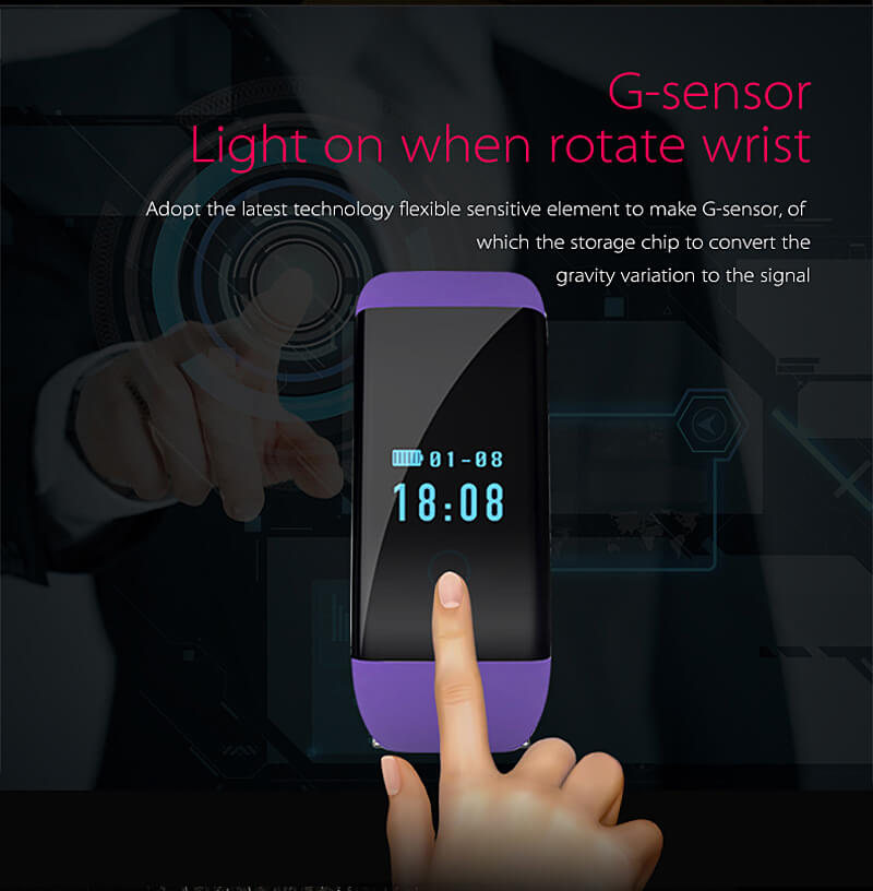 D21 DFit Smart Bracelet Heart Rate Monitor Fitness Tracker Bluetooth 4.0 IP66 Sports Smartband For iOS Android - Purple