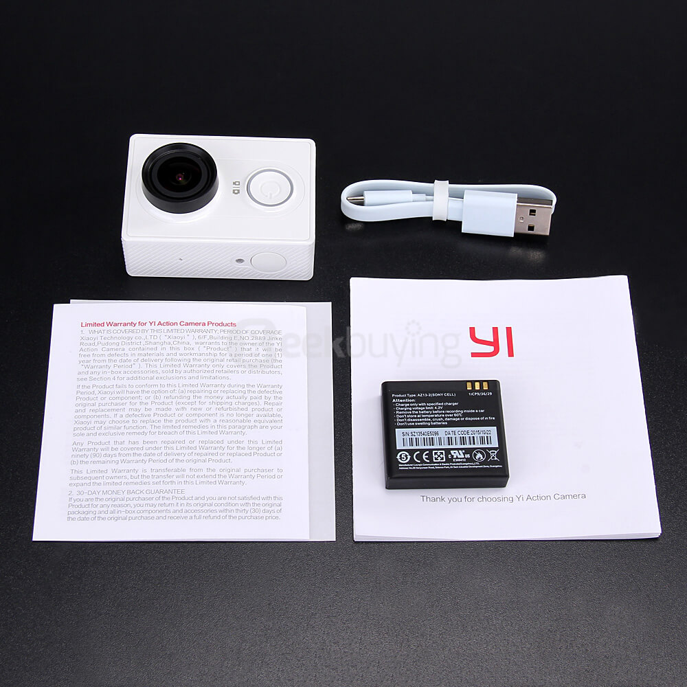 [HK Stock][Official US Edition] 5in1 Xiaoyi Yi Action Camera Z23L (White) + Original Waterproof Case + Original Spare Battery + Charging Dock + Soft Lens Cover