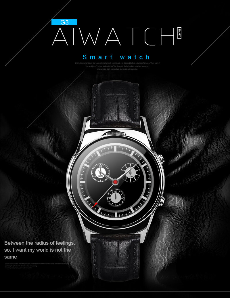 Aiwatch G3 Smart Watch Phone MTK2502 Bluetooth 4.0 GSM SIM Card 1.3