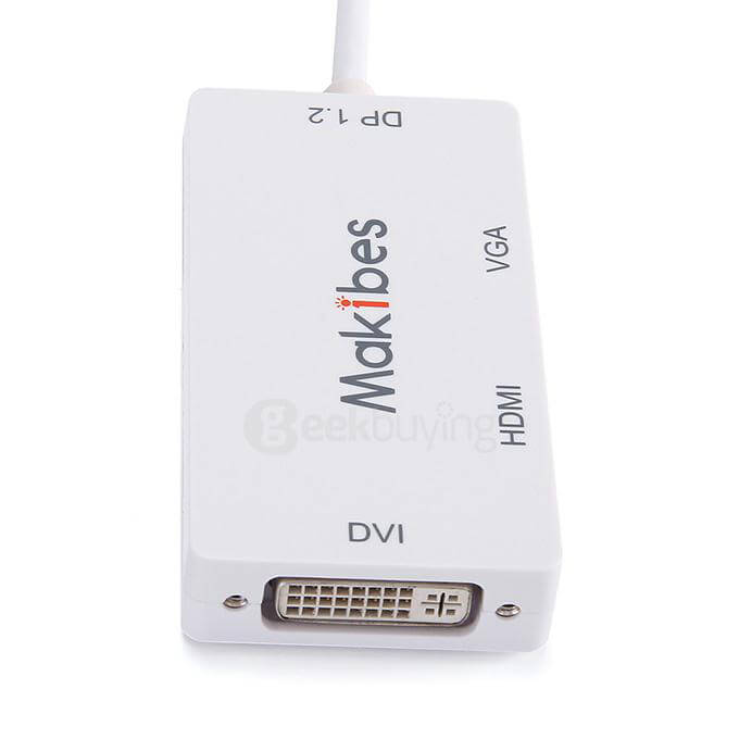 [HK Stock] Makibes MDP12-DHV Multi-function Mini DP To DVI/HDMI/VGA Adapter - White