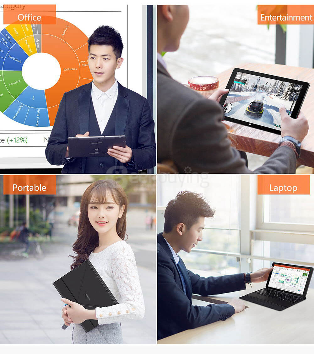 Teclast TBook 11 10.6 inch Intel Cherry Trail Z8300 Dual OS Windows10 + Android5.1 4GB/64GB 2in1 Tablet Quad Core 1.84GHz IPS 1920*1080 - Black