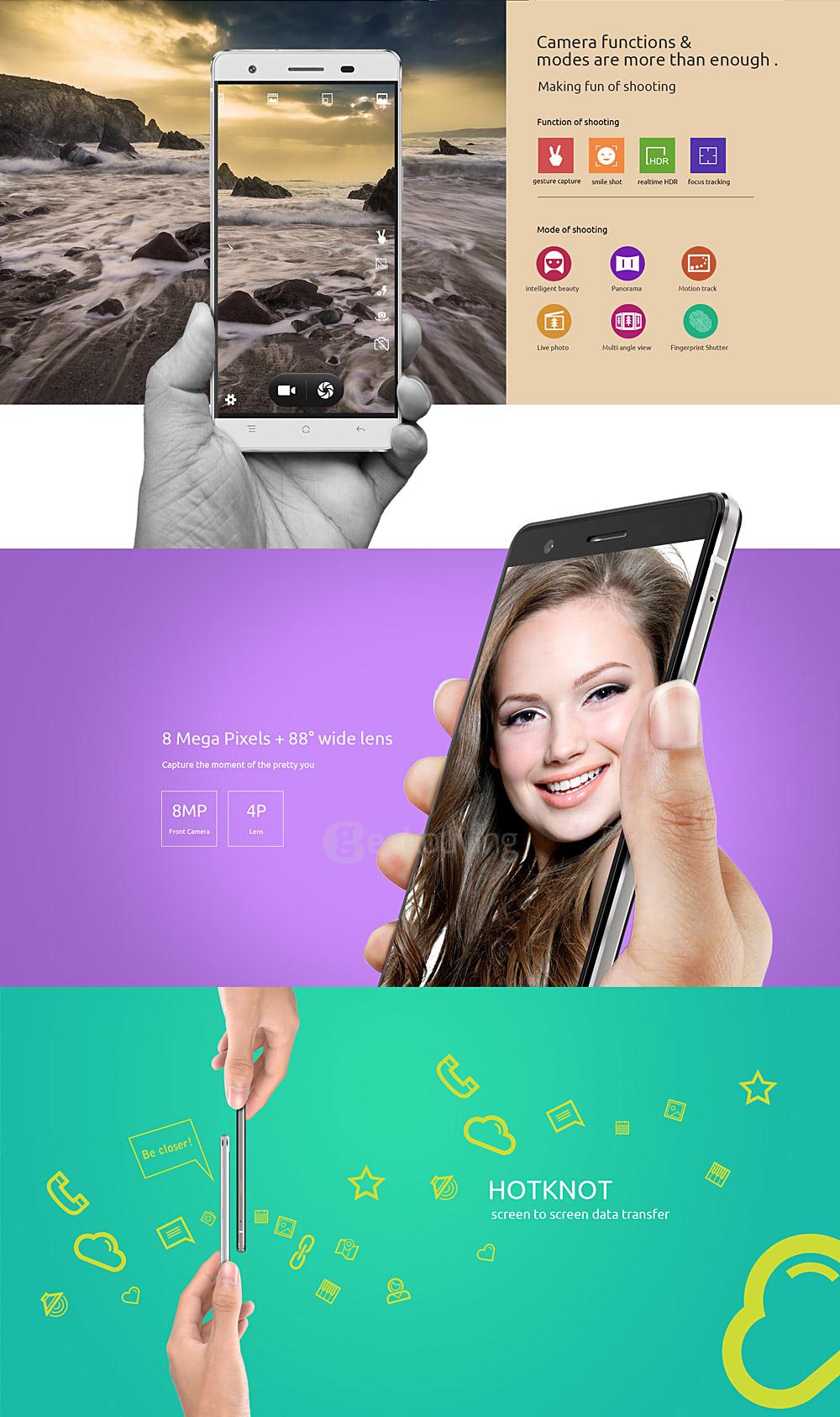 CUBOT S500 5.0inch IPS HD 4G FDD-LTE Android 5.1 Smartphone 2GB 16GB 64-bit MTK6735 Quad Core 13.0MP Touch ID - White