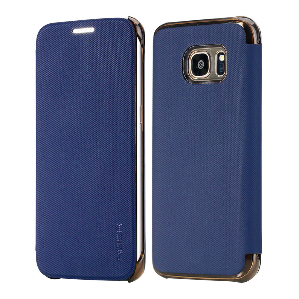 ROCK Veena Series Leather Case For Samsung Galaxy S7 Edge Flip Cover Protective Phone Case - Blue