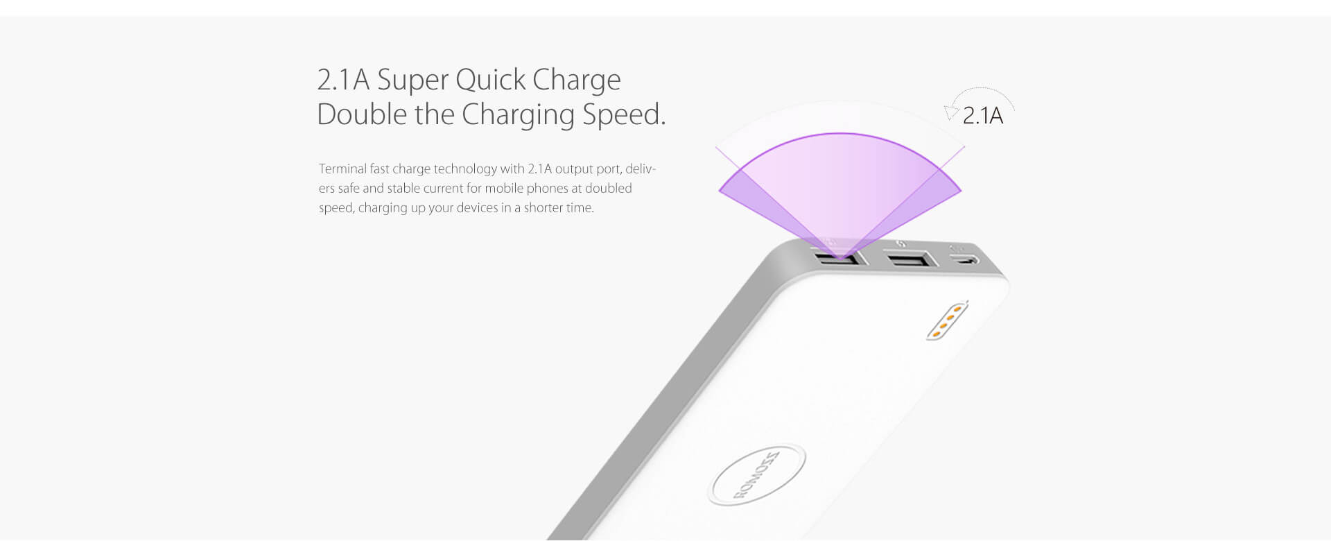 Original ROMOSS Polymos 10 Air 10000mAh Dual USB Li-polymer Power Bank Mobile Power Charger - White