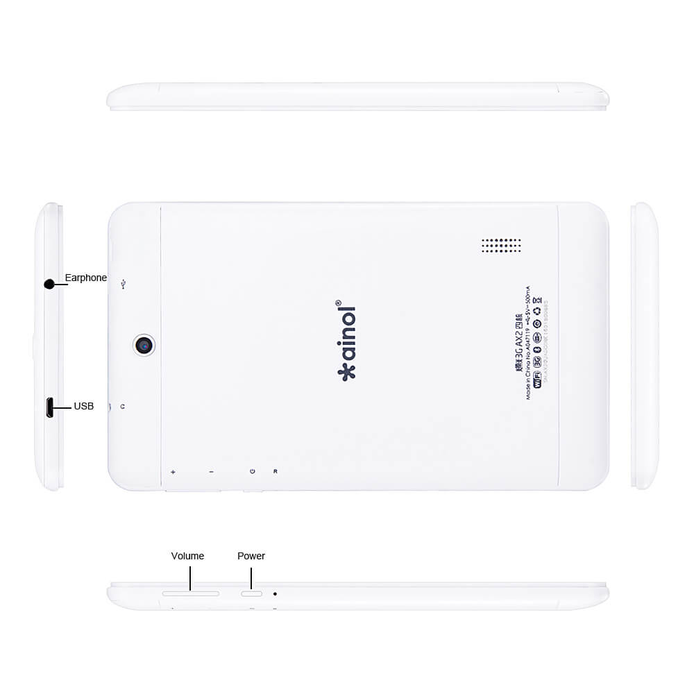 Ainol Numy 3G AX2 Phablet 7 inch Android 5.1 1GB/8GB Dual SIM MTK8321 Quad Core 1.3GHz IPS 1024*600 GPS - White