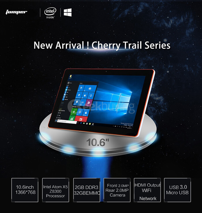 Jumper EZpad 4S 2in1 Ultrabook Tablet PC 10.6 inch Windows10 2GB/32GB Intel Cherry Trail Z8300 Quad Core 1.84GHz IPS 1366*768 HDMI - Black+White