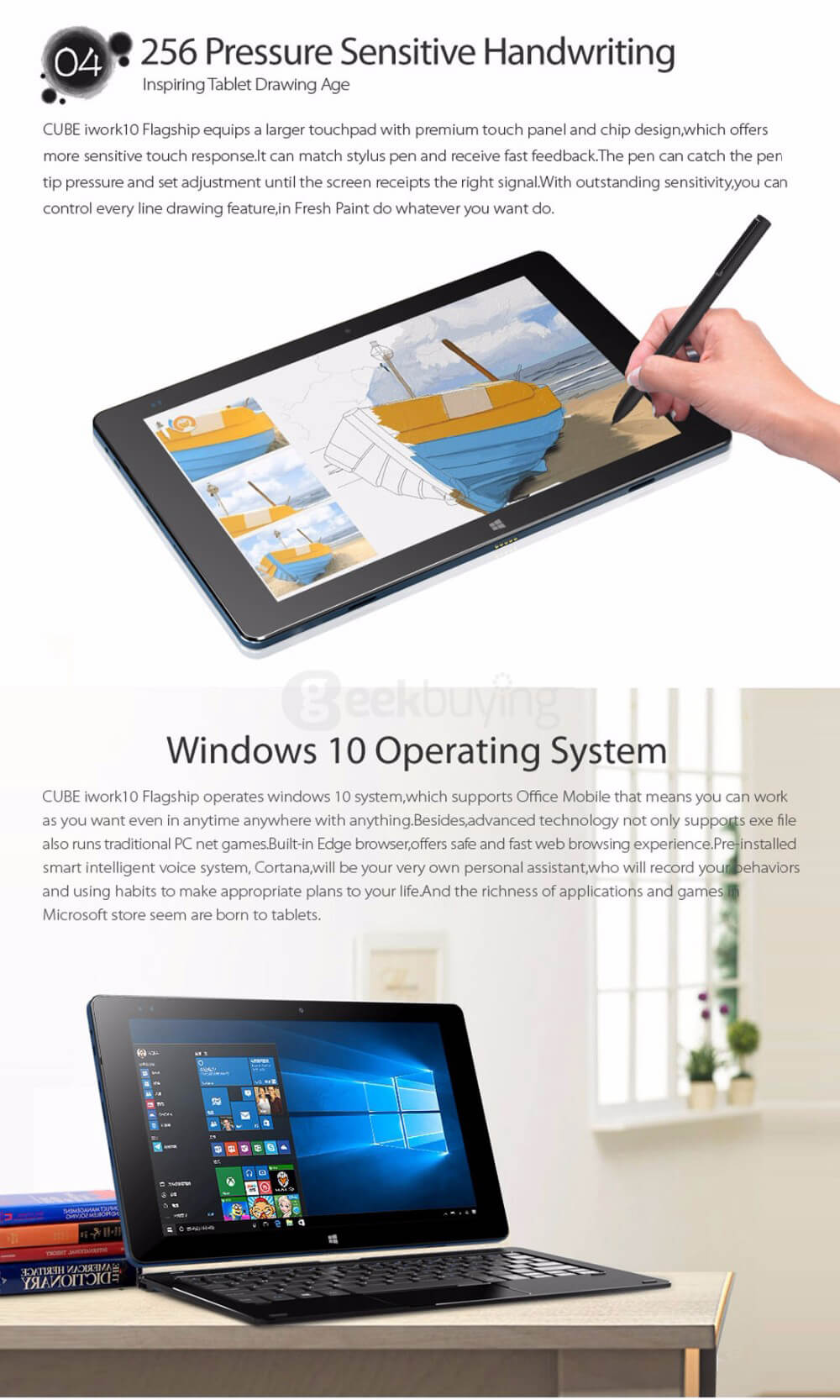 [Spain Stock]Cube iWork10 Flagship 10.1 inch Dual OS Win10 + Android 5.1 4GB/64GB Ultrabook Tablet PC Intel Cherry Trail Z8300 Quad Core 1.84GHz IPS 1920*1200 HDMI - Deep Blue
