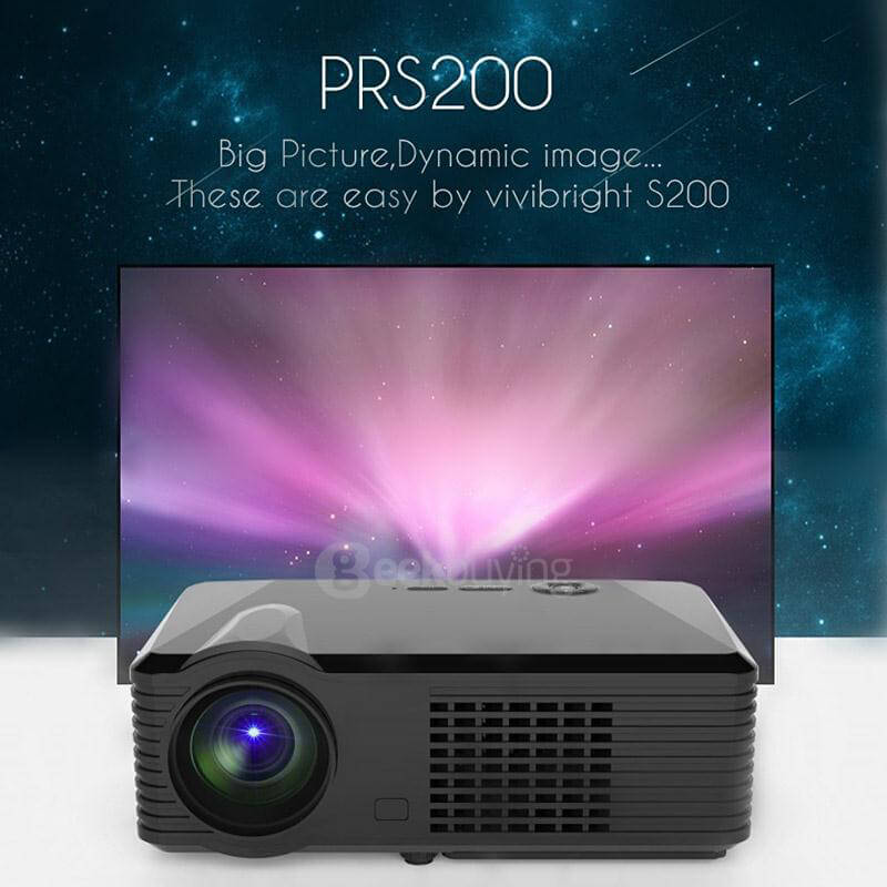 PRS200 Multifunctional Home Theater LED Projector 1500LM 800x480 with Keystone Correction for Desktop Laptop