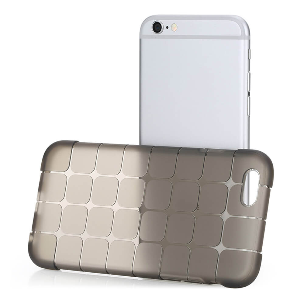 ROCK Cube Series TPU Phone Case For iPhone6 / 6S 4.7inch Shockproof Protective Back Cover - Transparent Black
