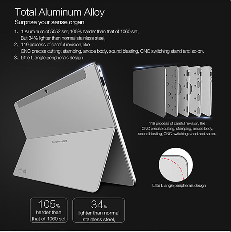 [Package A] Jumper EZpad 5S Flagship 2 in 1 Ultrabook Tablet PC + Original Docking Keyboard (Black)