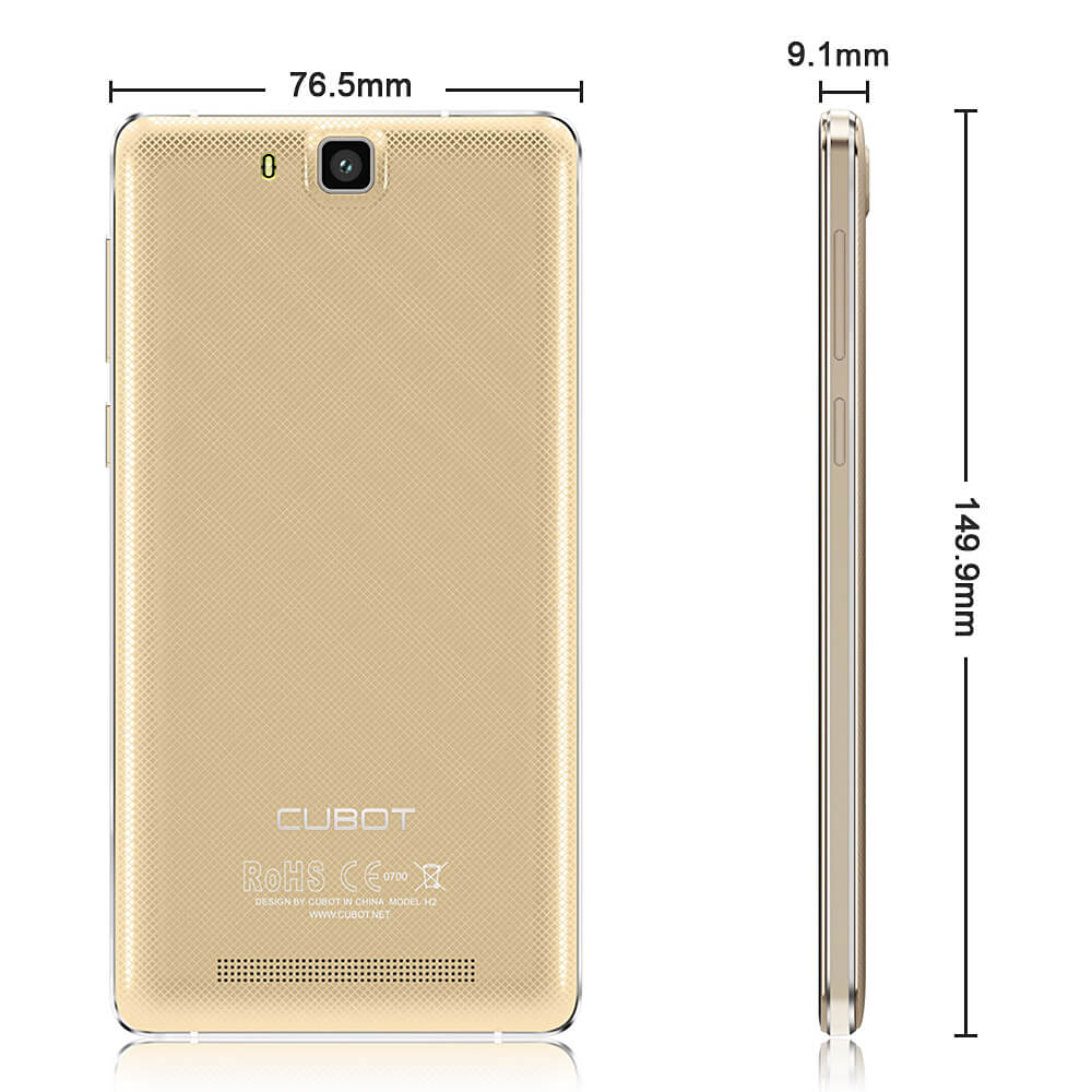 [HK Stock]CUBOT H2 Smartphone 5.5inch IPS HD 4G FDD-LTE Android 5.1 3GB 16GB MTK6735A Quad Core 5000mAh Battery - Gold