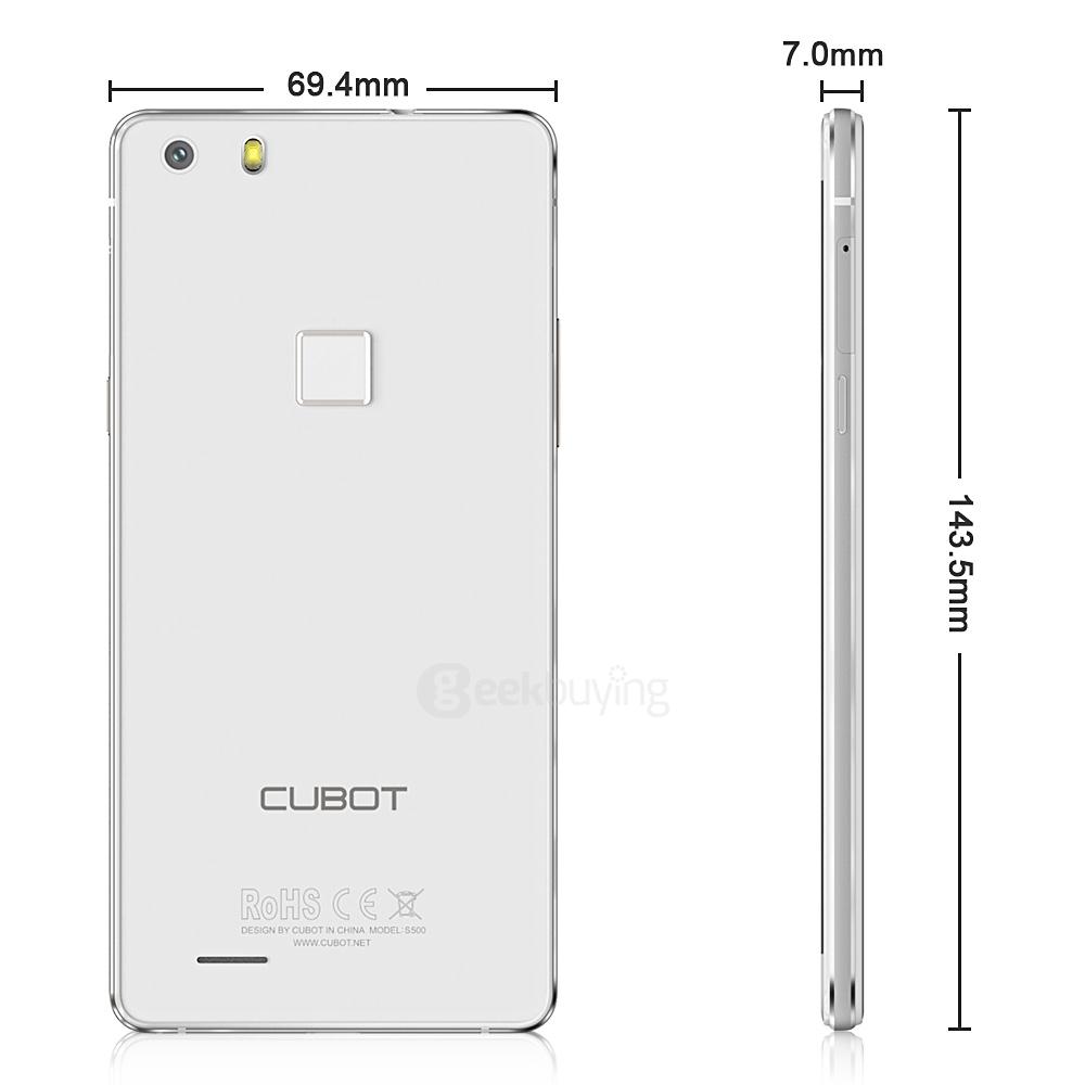 CUBOT S500 5.0inch IPS HD 4G FDD-LTE Android 5.1 Smartphone 2GB 16GB 64-bit MTK6735 Quad Core 13.0MP Touch ID - White