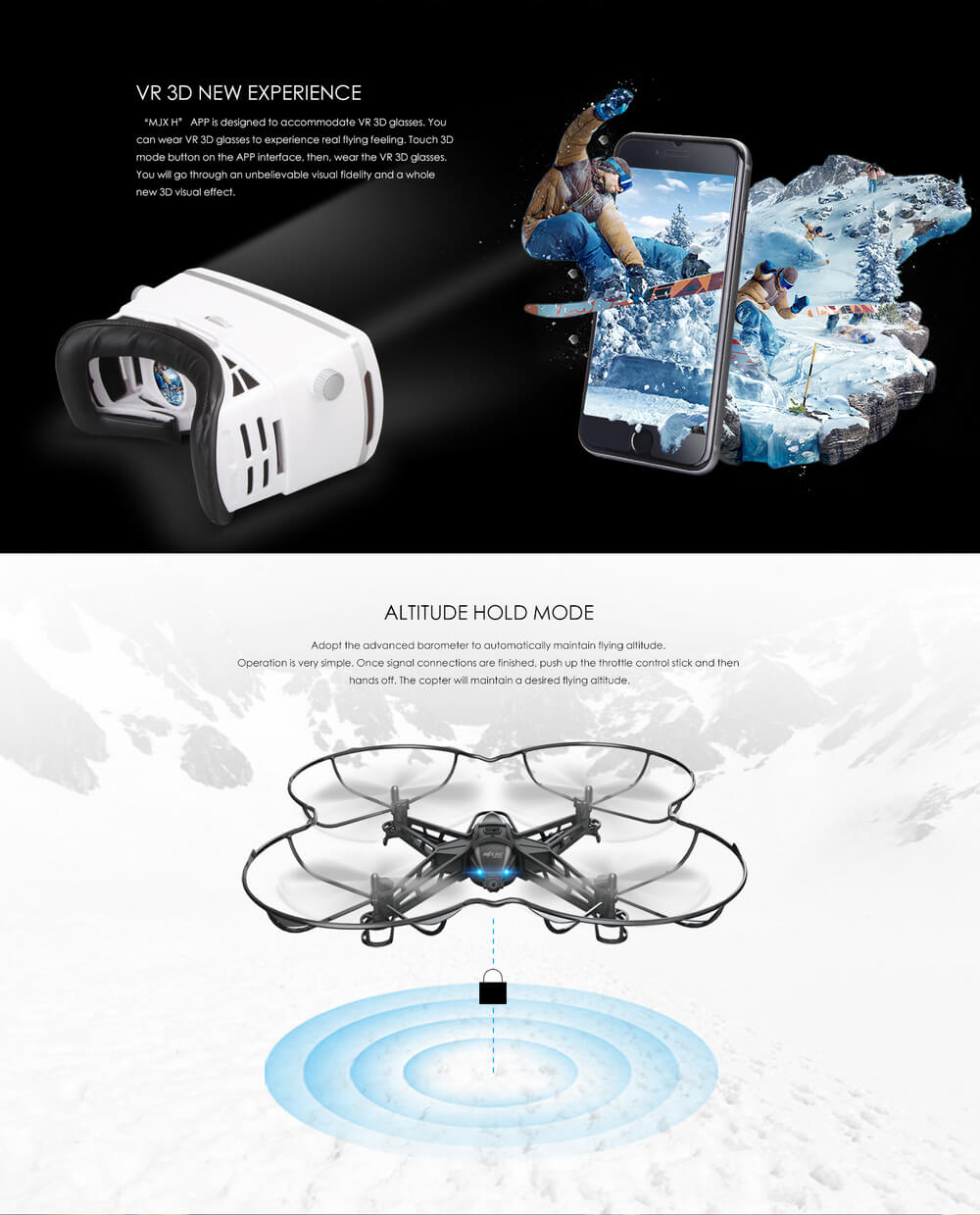 MJX X301H X-XERIEX WIFI FPV With 720P HD Camera Altitude Hold Mode RC Quadcopter RTF