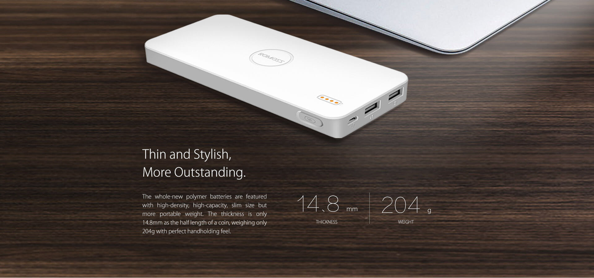 Original ROMOSS Polymos 10 Air 10000mAh Dual USB Li-polymer Power Bank