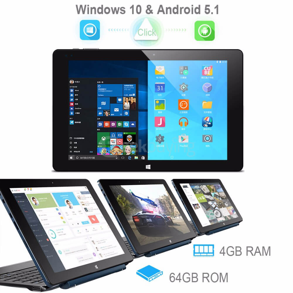 [Spain Stock]Cube iWork10 Flagship 10.1 inch Dual OS Win10 + Android 5.1 4GB/64GB Ultrabook Tablet PC Intel Cherry Trail Z8300 Quad Core 1.84GHz IPS 1920*1200 HDMI - Deep Blue