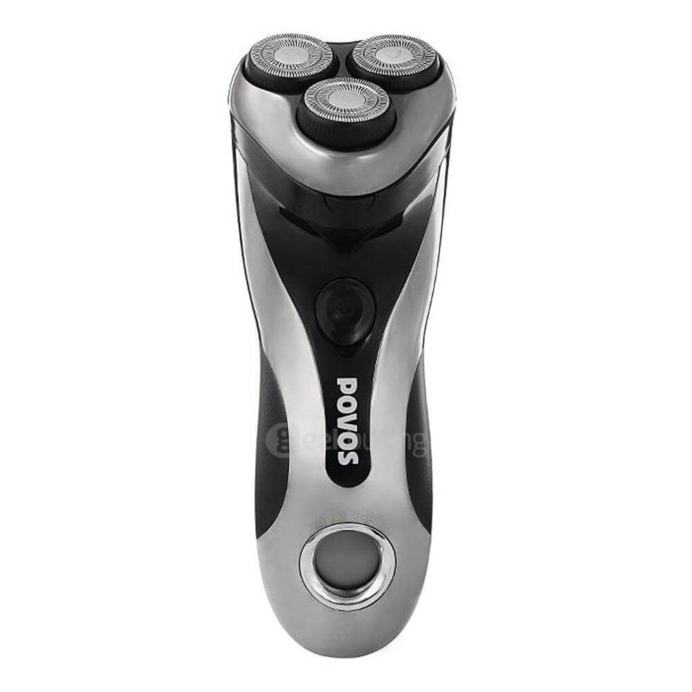 POVOS PQ8508 Washable Rotary Electric Men's Shaver Razor with Pop-up Trimmer - Black + Gray