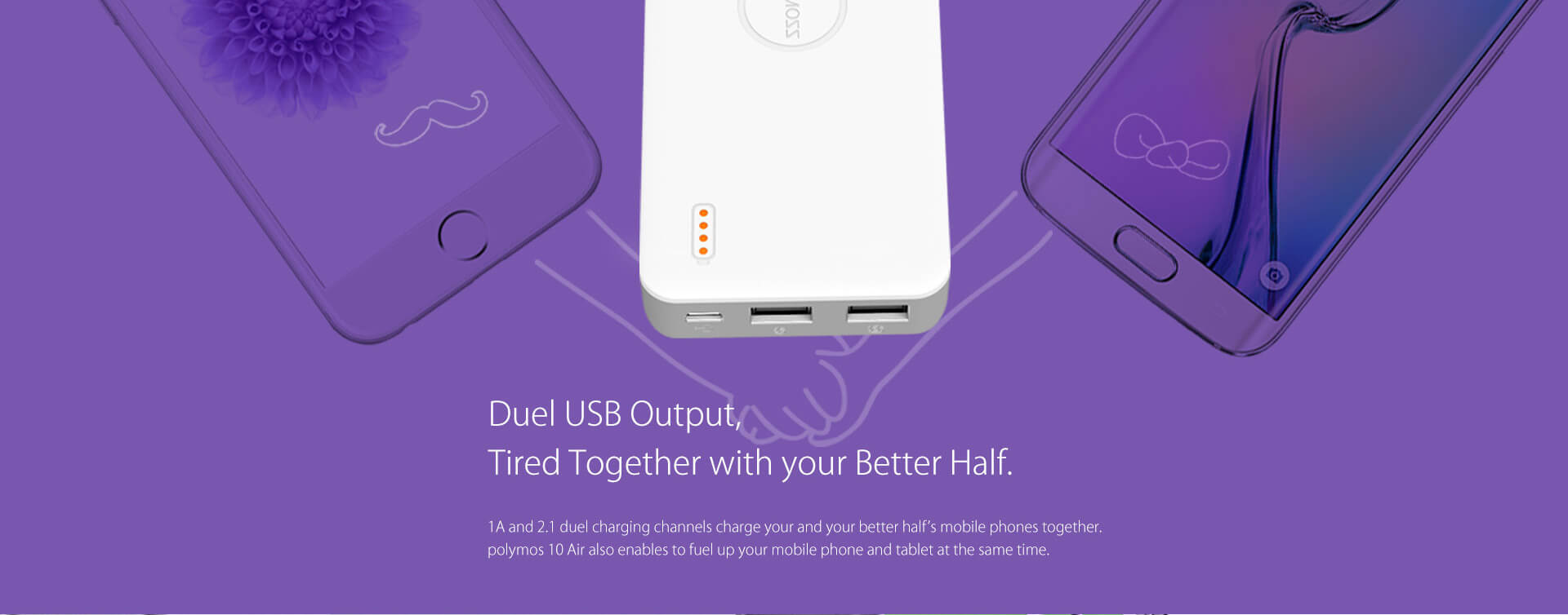 Original ROMOSS Polymos 10 Air 10000mAh Dual USB Li-polymer Power Bank Mobile Power Charger - White