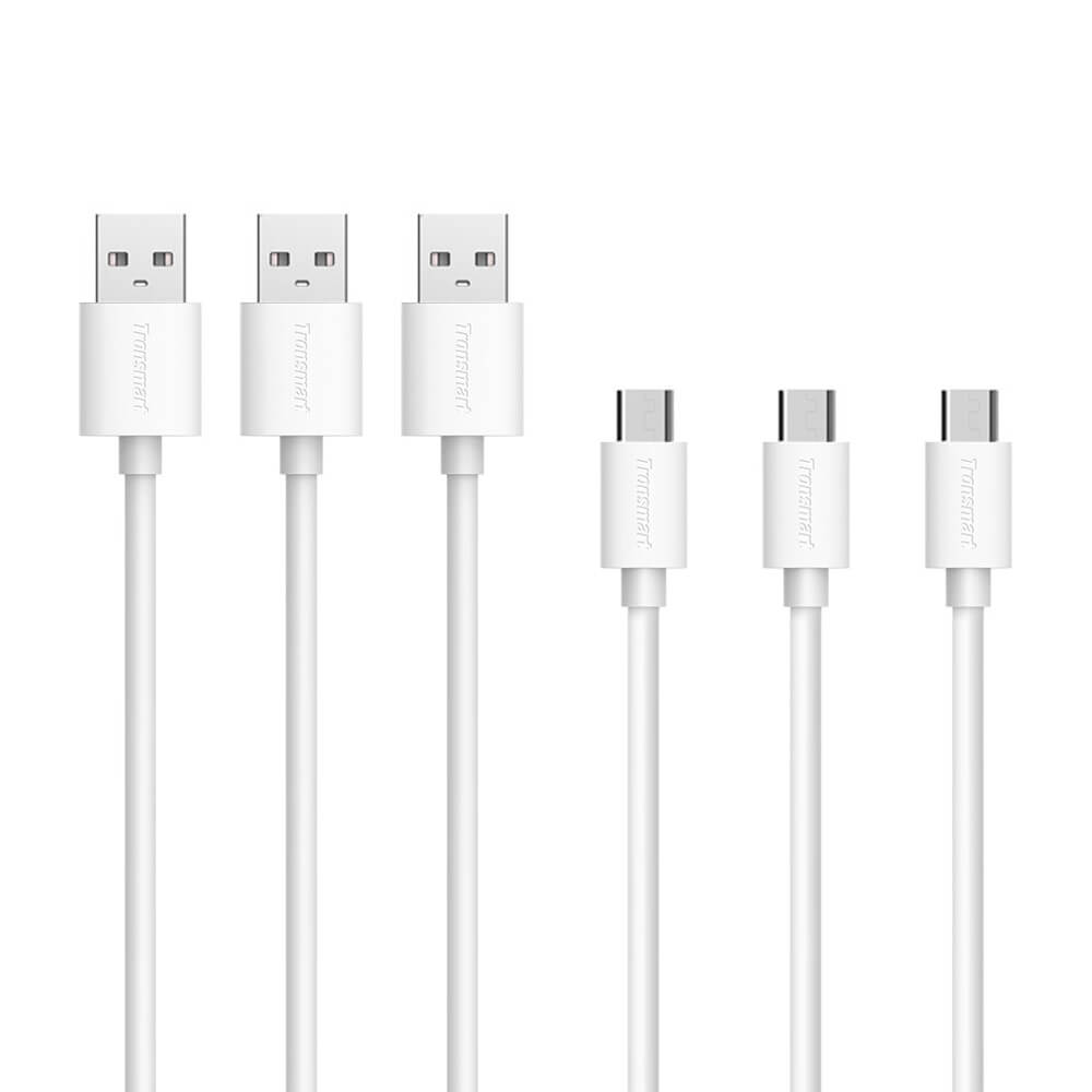 Tronsmart [6 Pack] 1ft*2 & 3ft*2 & 6ft*2 Micro USB Cable High Speed USB Male to Micro USB Sync/Charging Cables White