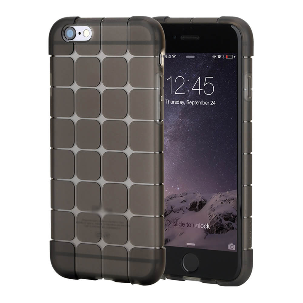 ROCK Cube Series TPU Phone Case For iPhone6 / 6S 4.7inch Shockproof Protective Back Cover - Transparent Black
