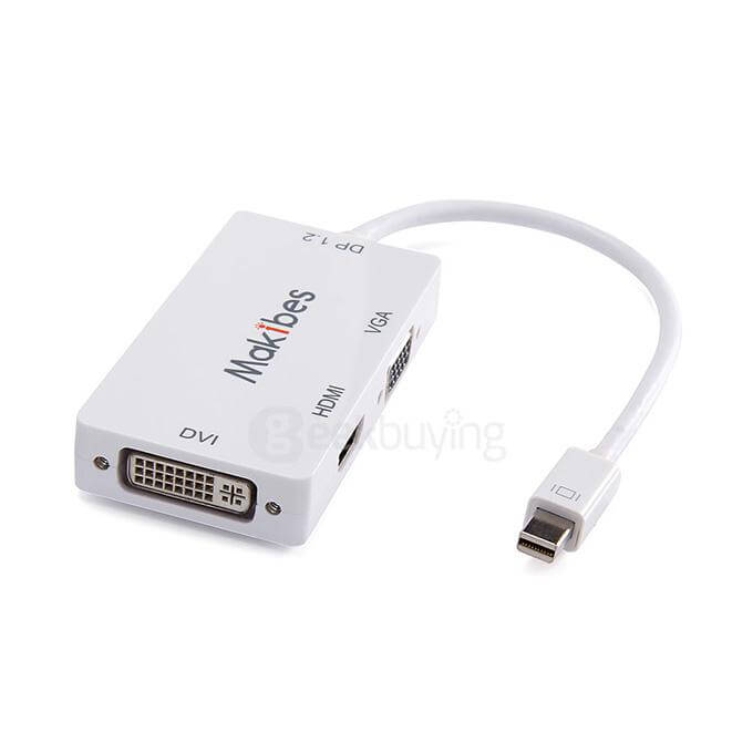 [HK Stock] Makibes MDP12-DHV Multi-function Mini DP To DVI/HDMI/VGA Adapter - White