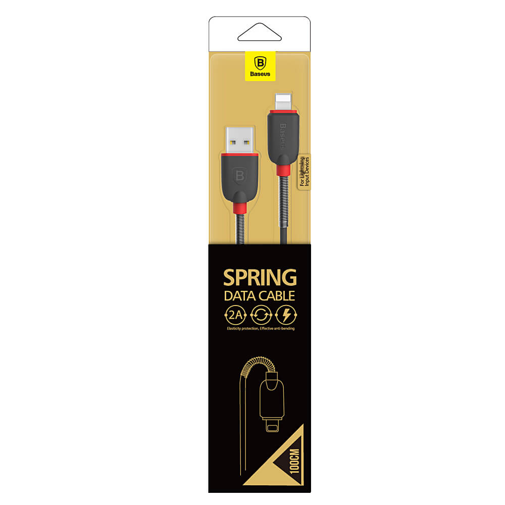 Baseus 1m Super Stretchy 8Pin Compatible Charging Cable For iPhone6S / Plus / 5s / iPad Air/iPad mini2/3 -Black&Red