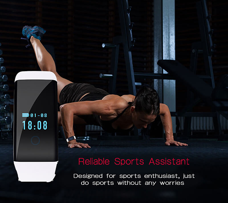 D21 DFit Smart Bracelet Heart Rate Monitor Fitness Tracker Bluetooth 4.0 IP66 Sports Smartband For iOS Android - White