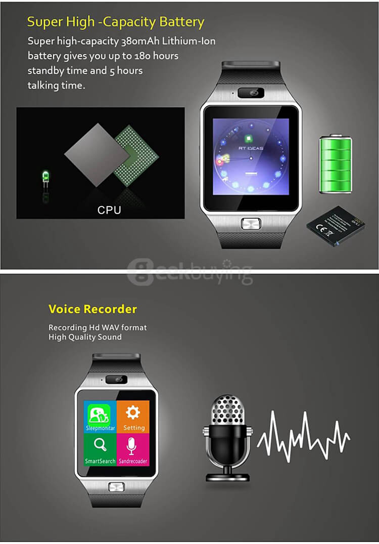 DZ09 Bluetooth 3.0 Smart Watch Phone MTK6260A Micro SIM Card with Camera Touch Screen Fitness Tracker for Android iOS - Gold