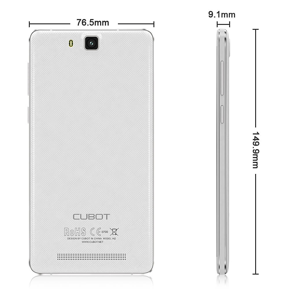 [HK Stock]CUBOT H2 5.5inch IPS HD 4G FDD-LTE Android 5.1 3GB 16GB Smartphone MTK6735A Quad Core 5000mAh Battery - White
