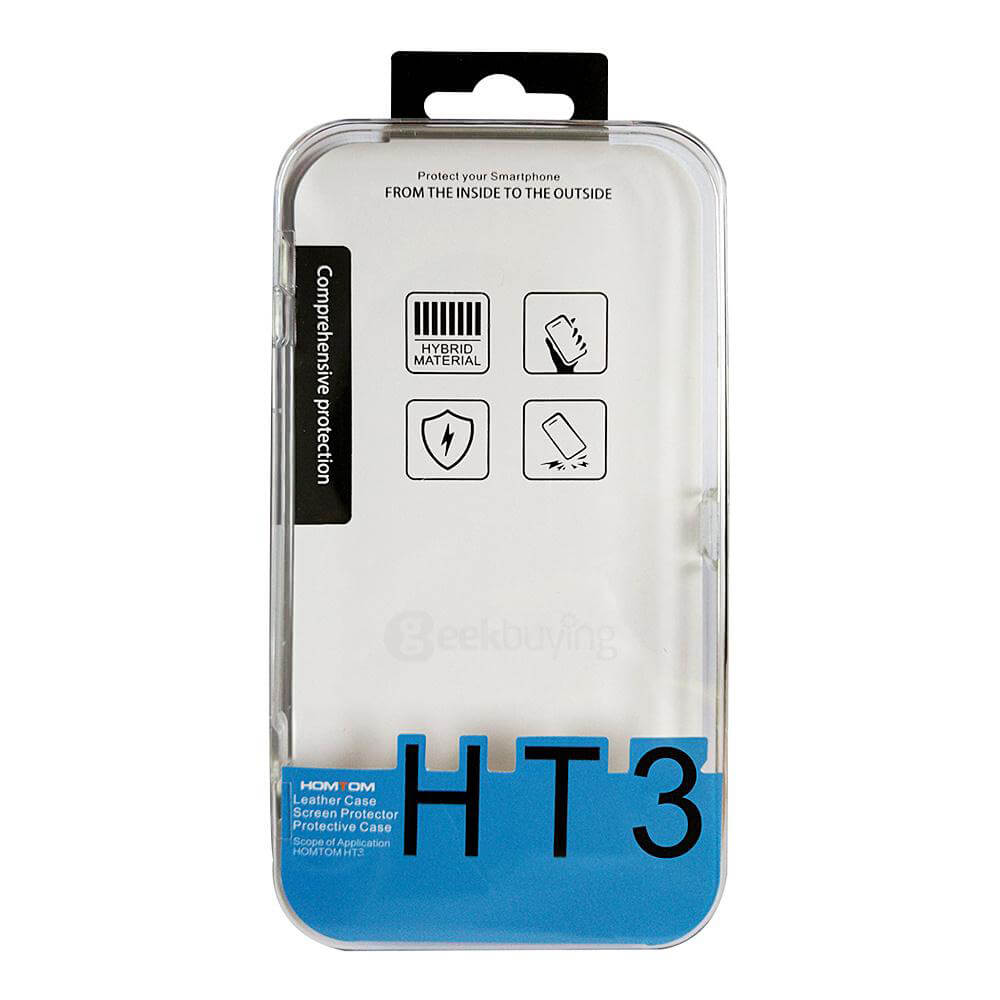 Original Package Flip Cover Protective Case + Glass Protective Film for HOMTOM HT3/HT3 Pro Smartphone - Black