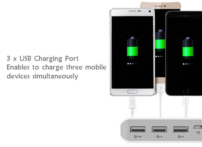 Original ROMOSS Sense9 3 USB 25000mAh Power Bank Mobile Power Charger with Digital Display - White