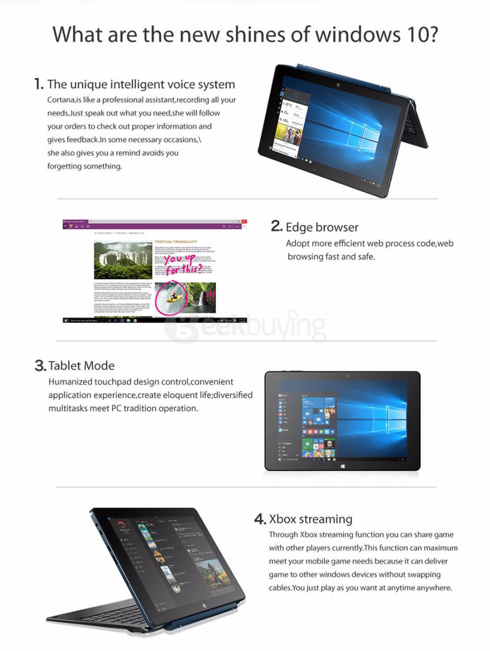 [Spain Stock]Cube iWork10 Flagship 10.1 inch Dual OS Win10 + Android 5.1 4GB/64GB Ultrabook Tablet PC Intel Cherry Trail Z8300 Quad Core 1.84GHz IPS 1920*1200 HDMI - Deep Blue