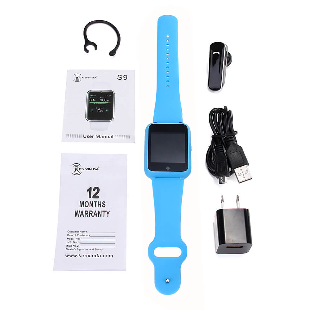 KEN XIN DA S9 Smart Watch Phone Bluetooth SIM Card Wristwatch with 0.3MP Camera 1.54