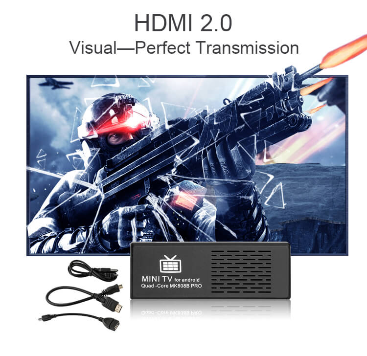 MK808B Pro 4K TV Dongle Amlogic S905 64Bit Quad Core Android 5.1 Mini PC 1G/8G WIFI H.265 HW Decoding Bluetooth DLNA Miracast - Black